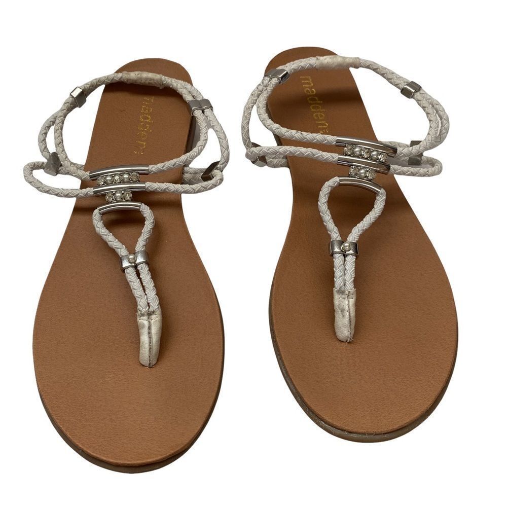 Madden Girl Flexii White Braided Sandal Sz‎ 10